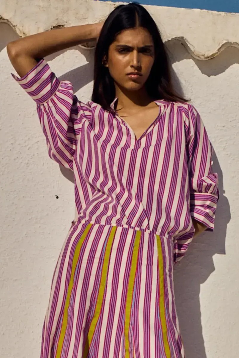 BLUSA RAYAS MARIGOLD COLOR PÚRPURA